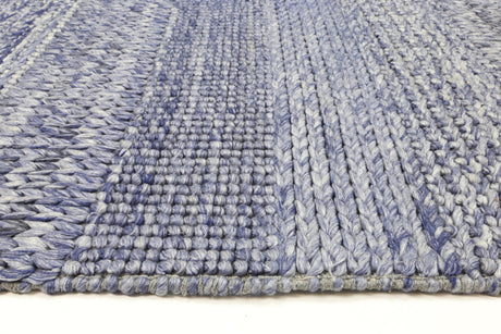 Tribal textured wool blend floor rug in blue, 200x290cm
