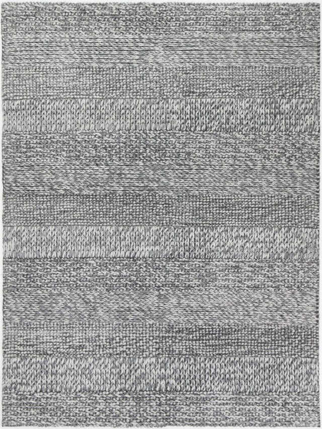 Textured wool blend floor rug in charcoal, 200 x 290 cm
