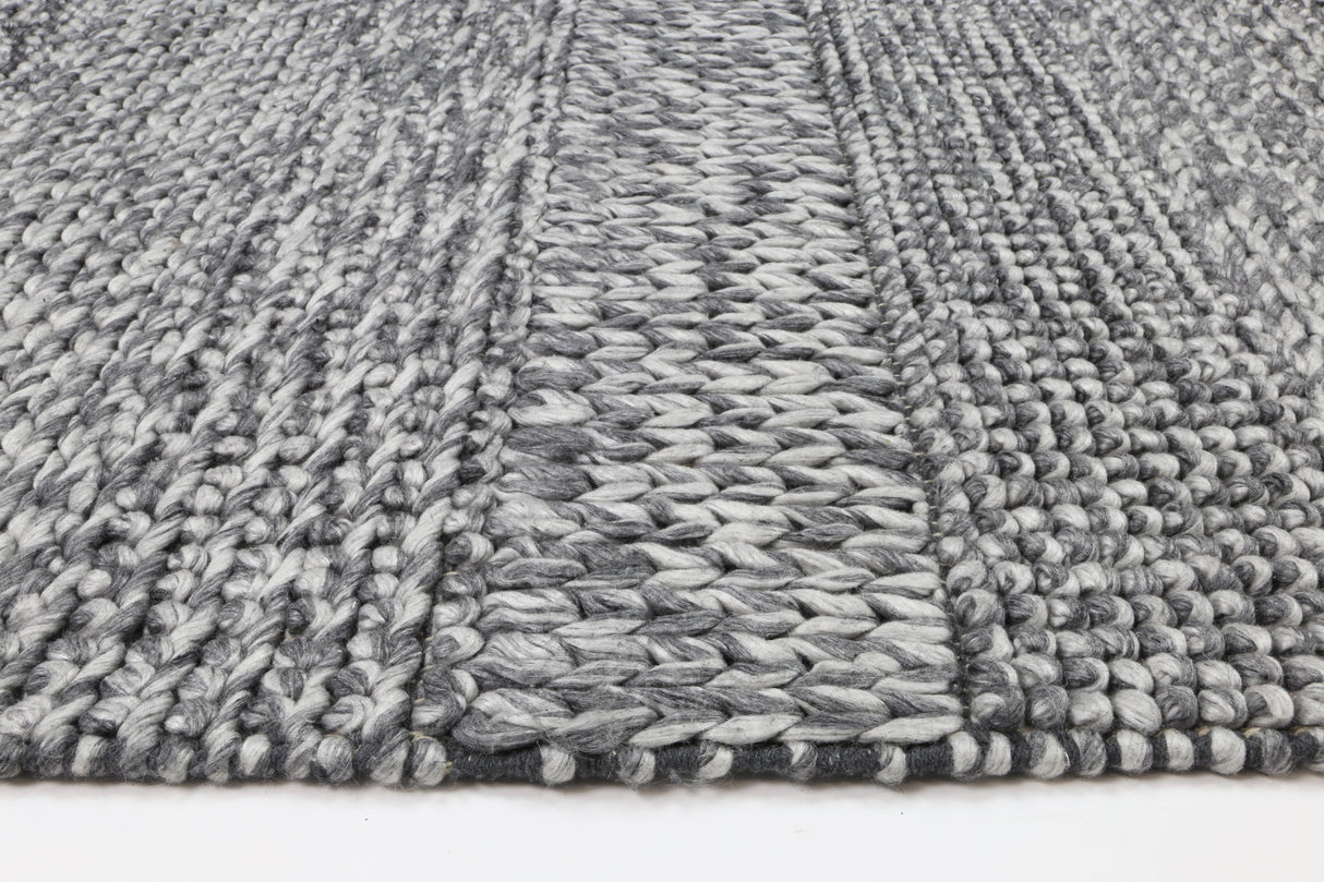 Textured wool blend floor rug in charcoal, 200 x 290 cm