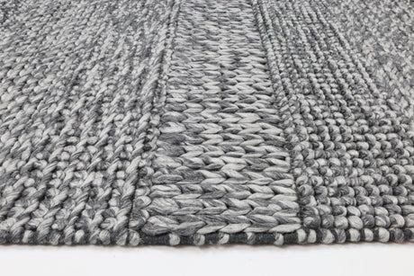 Textured wool blend floor rug in charcoal, 200 x 290 cm