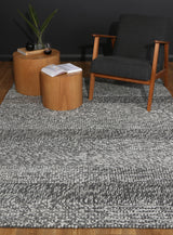 Textured wool blend floor rug in charcoal, 200 x 290 cm