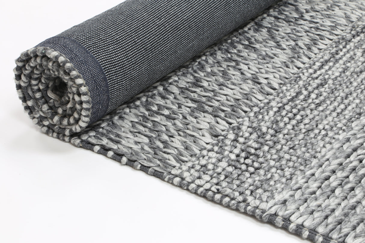 Textured wool blend floor rug in charcoal, 200 x 290 cm