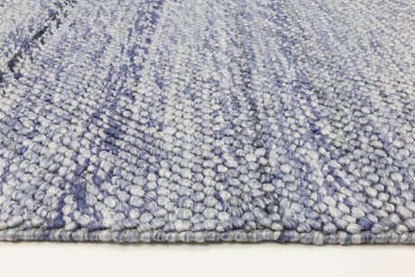 Textured wool blend floor rug in blue, 200 x 290 cm