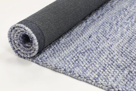 Textured wool blend floor rug in blue, 200 x 290 cm
