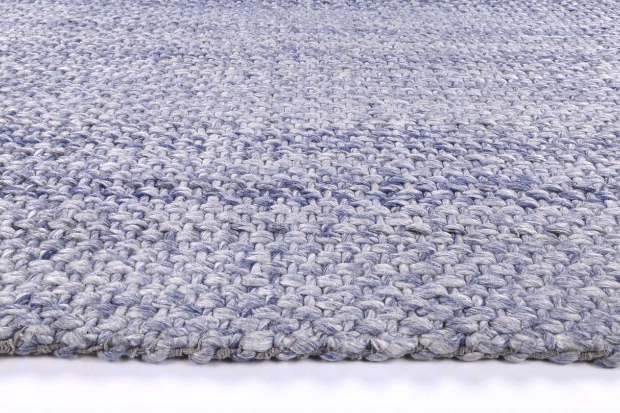 Blue textured wool blend floor rug 240x330cm
