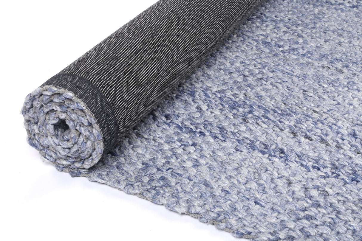 Blue textured wool blend floor rug 240x330cm