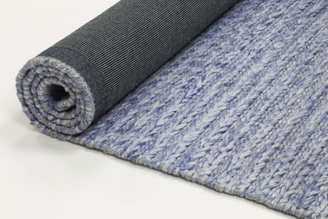 Blue textured wool blend floor rug 240x330cm