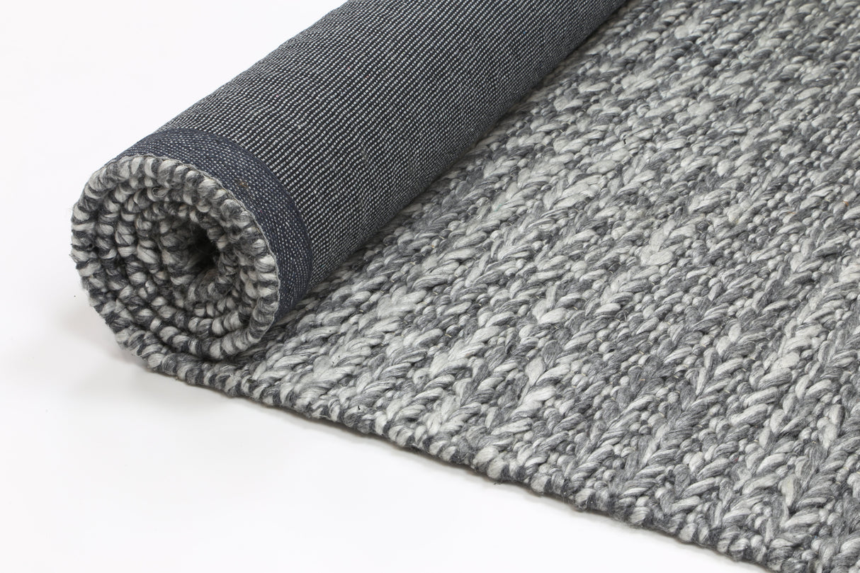 Charcoal textured wool blend floor rug 240x330cm