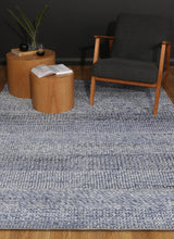 Blue textured wool blend floor rug 240x330cm