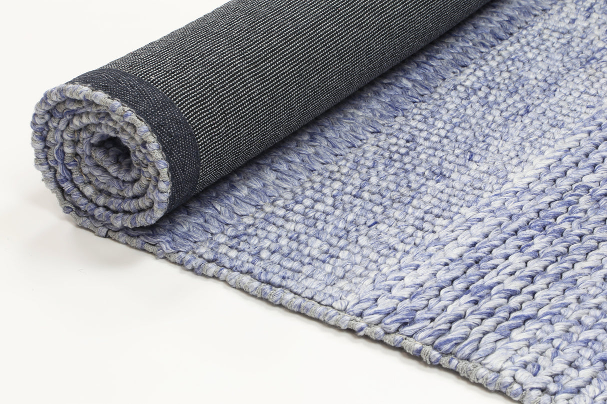 Blue textured wool blend floor rug 240x330cm