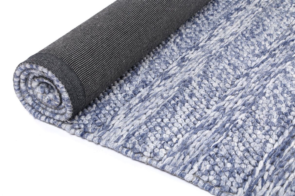 Textured Wool Blend Floor Rug, Blue 240x330cm - view 5