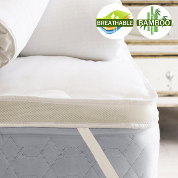 Airmax 1000GSM Bamboo Mattress Topper — 5cm Dual Layer, Breathable — Allure Home Collections