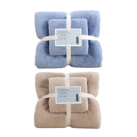 Blue coral fleece bath towel, 140 x 70 cm, shown flat