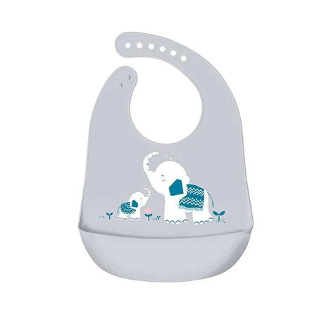 Silicone feeding bib with pocket in elephant design