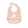 Silicone feeding bib with pocket in sheep design