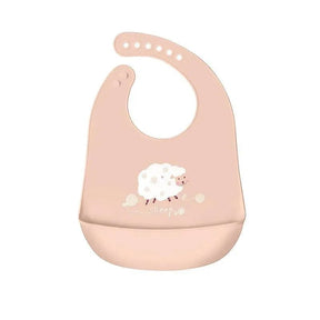 Silicone feeding bib with pocket in sheep design