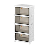 White 4 tier plastic storage cabinet with wheels - view 2