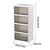White 4 tier plastic storage cabinet with wheels - view 3