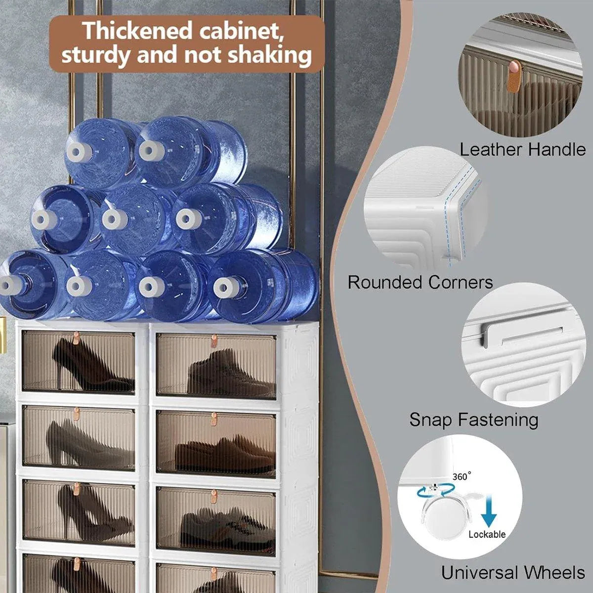 White 4 tier plastic storage cabinet with wheels - view 4