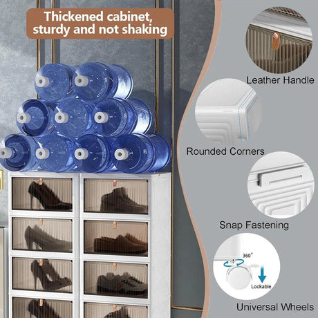 White 4 tier plastic storage cabinet with wheels - view 4