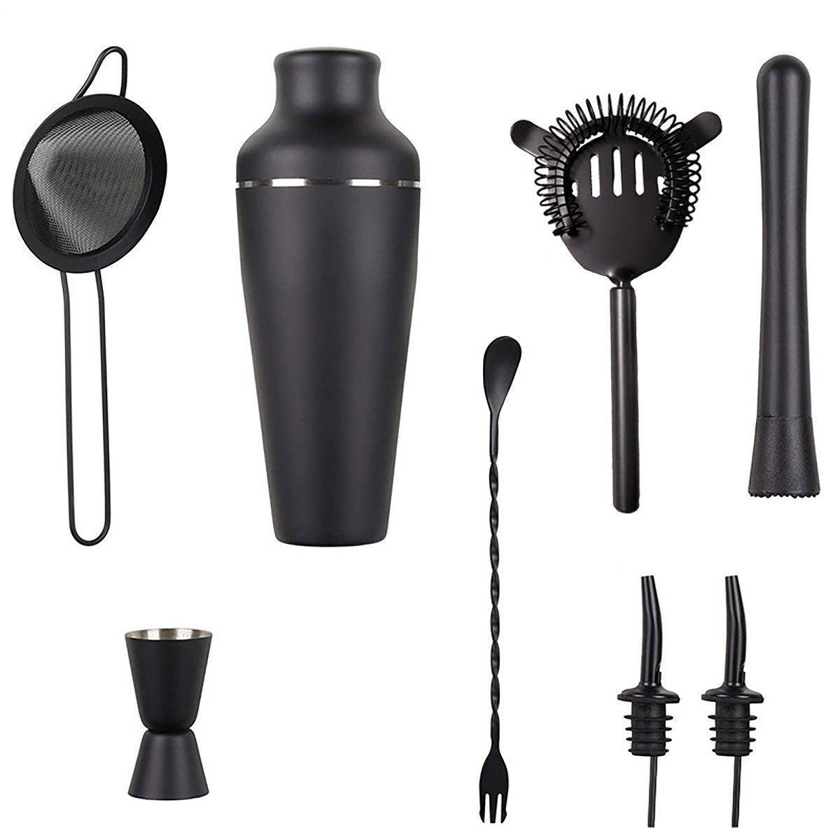 700 mL black cocktail shaker from the eight piece bar tool set