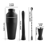 Hawthorne and julep strainers, jigger and bar spoon from the set