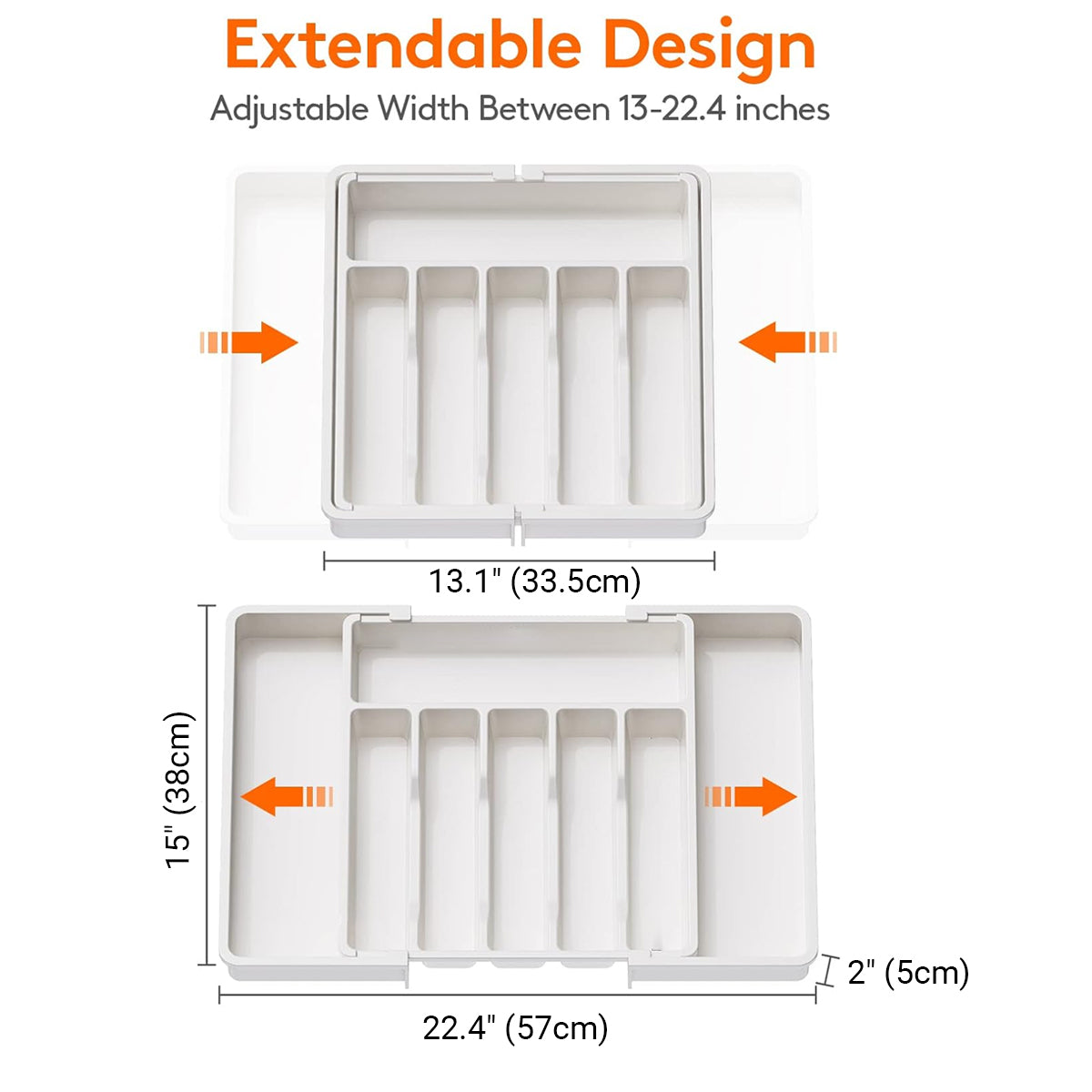 Brixham Telescopic Cutlery Storage Tray, White