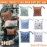 Waterproof nappy and wet bags with heart print, 2 piece