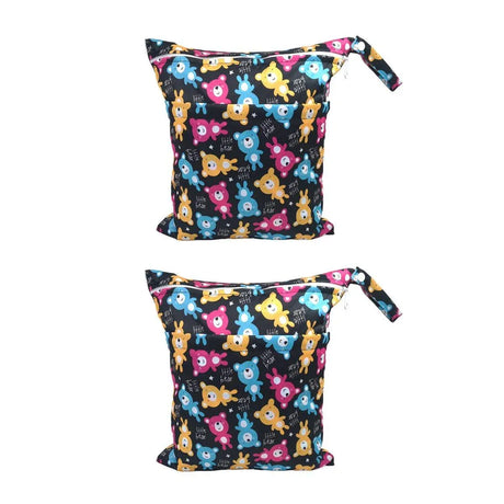 Waterproof nappy and wet bags with heart print, 2 piece