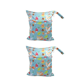 Waterproof nappy and wet bags with fox print, 2 piece