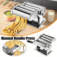 Manual stainless steel pasta and noodle maker with hand crank and table clamp
