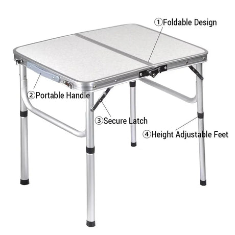 Yankalilla Aluminium Folding Camping Table, Silver