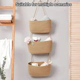 Three Tier Wall Mounted Hanging Storage Basket, Brown