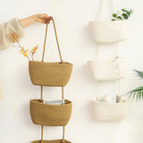 Three Tier Wall Mounted Hanging Storage Basket, Brown