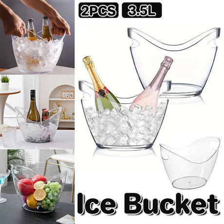 2 piece 3.5L clear ice bucket set