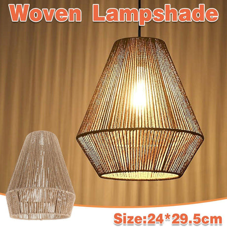 Hand Woven Paper Rope Pendant Lampshade Yellow view 1