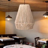 Hand Woven Paper Rope Pendant Lampshade Yellow view 5