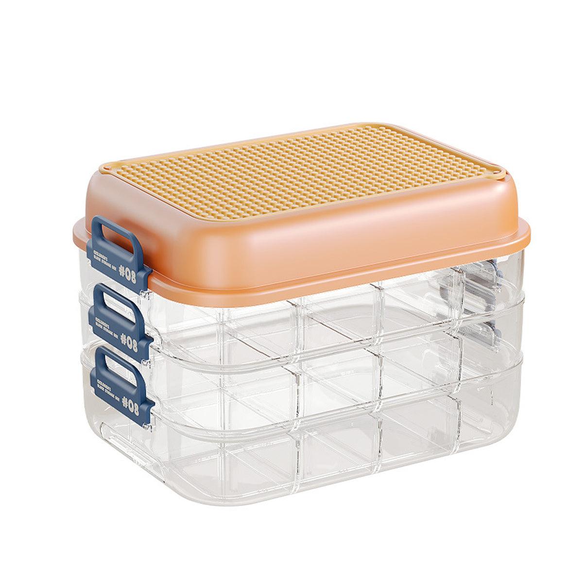 Orange stackable building block storage box with sorting trays - view 6