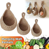 Appledore set of three natural jute boho hanging wall baskets