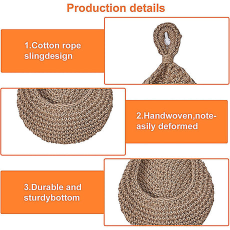 Woven Hanging Wall Storage Baskets, 3 Piece Set