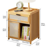 Coffee Camp Bamboo Bedside Table with Rattan Doors, Natural