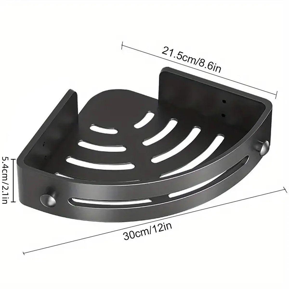 Alcala Corner Shower Shelf, 2 Layer, No Drill, Black