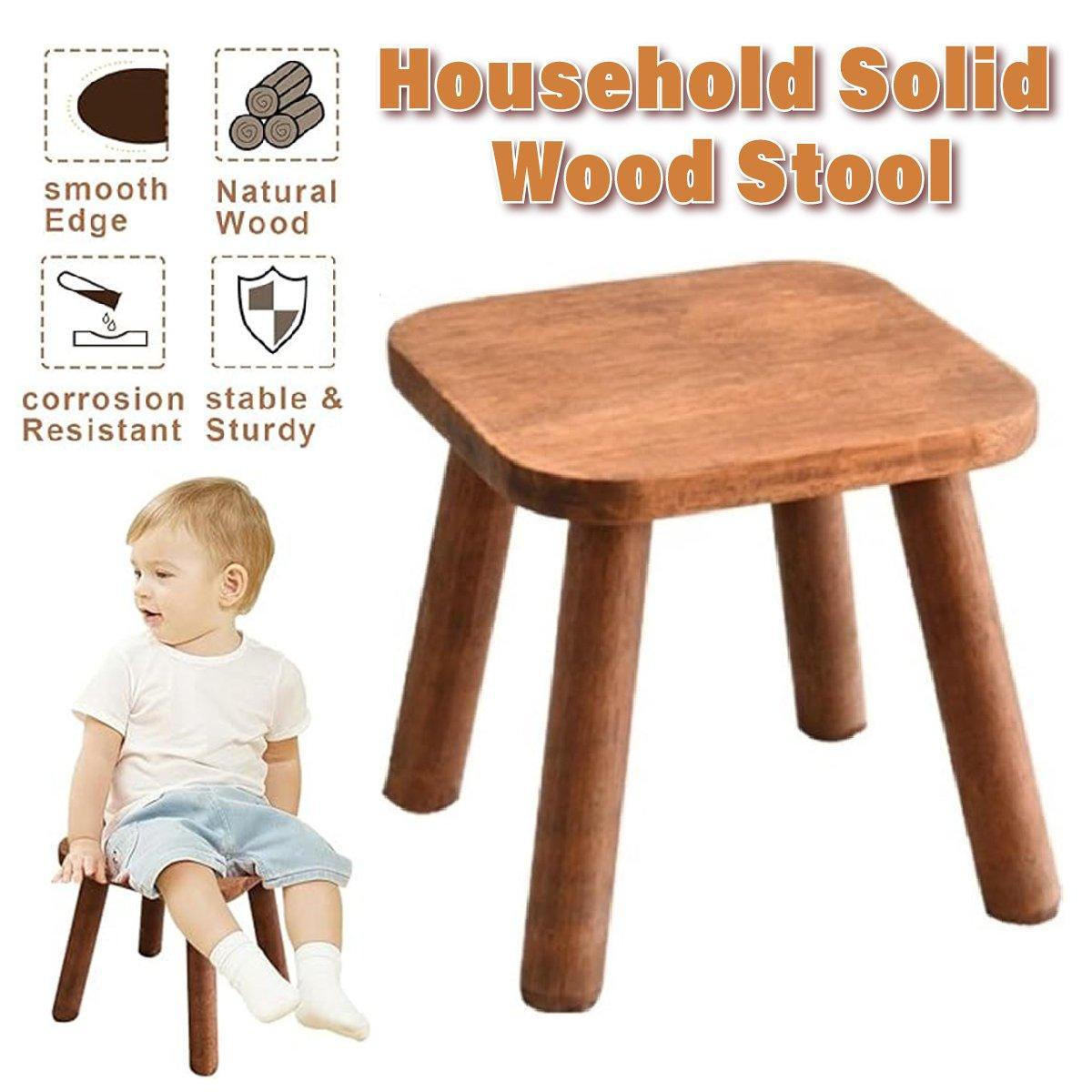 Natural solid wood kids stool