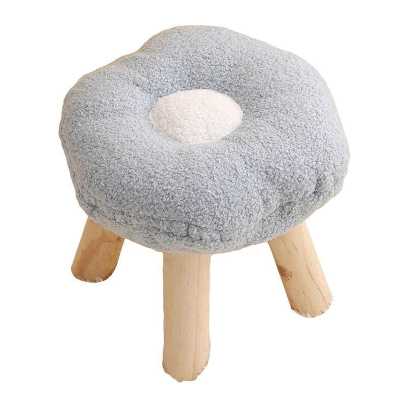 Flower shaped plush footstool in blue