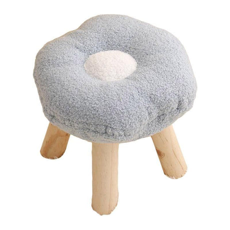 Flower shaped plush footstool in blue