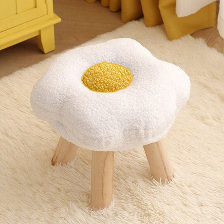 Flower shaped plush footstool in blue