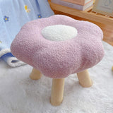 Flower shaped plush footstool in blue
