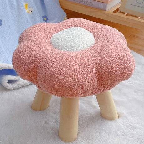 Flower shaped plush footstool in yellow