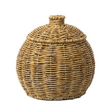 Croyde natural woven rattan storage container with fitted lid