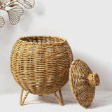 Croyde Woven Storage Container with Lid, Natural